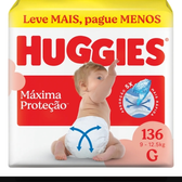 Imagem da oferta Huggies Fralda Descartável Máxima Proteção G - 136 Un