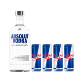 Imagem da oferta Kit Vodka Absolut Original 750ml + 4 Unidades Red Bull Energy Drink 355ml