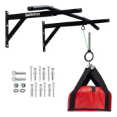 Imagem da oferta Barra Fixa de Parede para taf e treinar em casa cor preto com suporte de saco de pancada