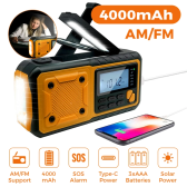 Imagem da oferta 4000mah portátil de emergência rádio energia solar manivela carregamento am/fm rádio meteorológico led leitura lant
