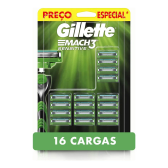 Imagem da oferta Carga Aparelho de Barbear Gillette Mach3 Sensitive com Aloe 16 Unidades