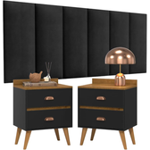 Imagem da oferta Conjunto Para Quarto Cabeceira Rubi 1.60 Cama Queen com 2 Mesas de Cabeceira Madero New