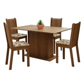 Imagem da oferta Conjunto Sala de Jantar Luana Mesa com 4 Cadeiras Madesa - Marrom