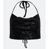 Imagem da oferta Blusa Cropped Sem Manga em Paetê com Amarração