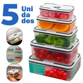 Imagem da oferta Conjunto De 5 Potes Herméticos De Plástico Retangular Com Tampa De Vedação Top