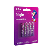 Imagem da oferta Pilha recarregável AAA 900mAh Elgin com 4 unidades Palito
