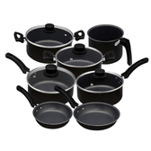 Imagem da oferta Conjunto de Panelas 7 Peças Antiaderente com Tampa de Vidro Copacabana Eirilar Preto