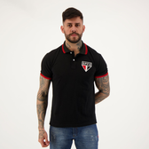 Imagem da oferta Polo São Paulo Stripe Preta e Vermelha