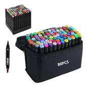 Imagem da oferta Kit 80 Caneta Marcadora de Ponta Dupla Canetinha Colorir Com Estojo Organizador e Base Pontas Duplas conjunto de marcado