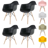 Imagem da oferta Kit 4 Cadeiras Eames Com Braço Arm DSW Base em Madeira Sala Jantar