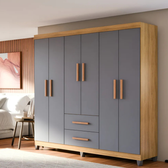 Imagem da oferta Guarda Roupa Lite 6 Portas com Gavetas Roupeiroem MDF e MDP Design Moderno para Quarto CasalGrande Amplo Espaço Interno