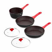 Imagem da oferta Super Combo Ichef Vermelho com 3 Panelas Home e 2 Tampas + Panela Polishop Ichef Home Family Size Shark (Brinde)