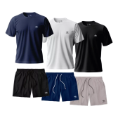 Imagem da oferta Kit 3 Short Masculino E 3 Camiseta Dry Fit Academia Verão