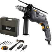 Imagem da oferta WAP Parafusadeira e Furadeira de Impacto 3/8" WF-700K10 com 11 Acessórios e Maleta Controle de Velocidade 700W 127V