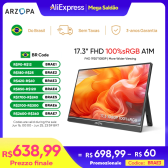 Imagem da oferta ARZOPA Monitor portátil de 17,3 polegadas 1080P FHD 100% sRGB tela IPS 16:9 corpo de m