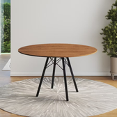 Imagem da oferta Mesa de Jantar London Base de Ferro Modelo Tubular 4 Pés Tampo de Madeira 90cm Redondo