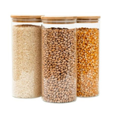 Imagem da oferta Kit 3 Potes de Vidro 1,6L Tampa de Bambu Herméticos Redondos - Tüd