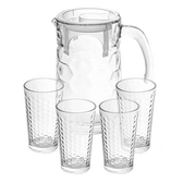 Imagem da oferta Jogo de 4 Copos 230ml e Jarra 1300ml Vidro Losango