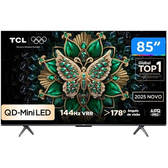 Imagem da oferta Smart TV 85" TCL UHD 4K MINILED 85C6K 120Hz Google TV AiPQ Pro Google Assistente 4 HDMI 2 USB - TVs