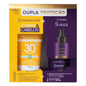 Imagem da oferta Kit Protetor Solar Corporal Australian Gold FPS 30 120g + Leave-in Capilar Eudora Siàge Resgate Imediato 100ml