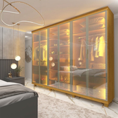 Imagem da oferta Guarda-roupa Casal 6 Portas com 6 Portas Reflecta com Pés com Led Imperatriz 100% MDF Naturale