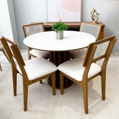 Imagem da oferta Conjunto de Jantar Mesa Redonda Mdf + 4 Cadeiras Tela Palha