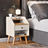 Imagem da oferta Mesa de Cabeceira Retrô Pé Palito Várias Cores Mesinha Com Prateleira