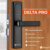 Imagem da oferta Fechadura Eletronica Digital Com Biometria Senha Kuantttum Delta Pro Cinza-escuro