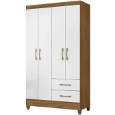 Imagem da oferta Guarda-Roupa Solteiro 4 Portas Bater 2 Gavetas Chile Moval - Naturale/branco