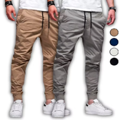 Imagem da oferta Kit 2 Calça Jogger Masculina Sarja ou Jeans 4 Bolsos com Punho Elástico Streetwear Diversas Core