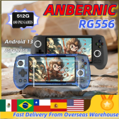 Imagem da oferta Anbernic rg556 portátil ps2 console de jogos portátil unisoc t820 android13 5.48 Polegada tela amoled wifi 512g 256g p