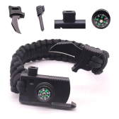 Imagem da oferta Pulseira Paracord Sobrevivência Militar Pederneira Bussola Cor Preto