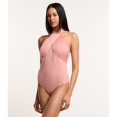 Imagem da oferta Body em Crepe com Tule e Decote Cruzado