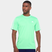 Imagem da oferta Camiseta Adidas Essentiasl 3 Listras Masculina - Verde+Branc