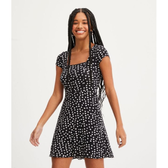 Imagem da oferta Vestido Curto em Viscose com Manga Curta e Estampa Poá
