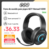 Imagem da oferta Headset QCY Heroad V200 Gaming Bluetooth 7.1 EQ RGB