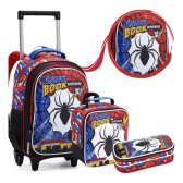 Imagem da oferta Kit Mochila Rodinha Estojo Lancheira Infantil Menino Aranha