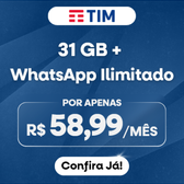 Imagem da oferta TIM Controle 31GB + WhatsApp Ilimitado + Ligações Ilimitadas por R$ 58,99mês