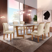 Imagem da oferta Conjunto Sala De Jantar Nápoles Tampo Vidro/MDF com 6 Cadeiras Luísa Smart Plus