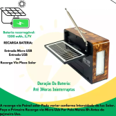 Imagem da oferta OTIMO PARA CASOS DE APAGÃO Rádio Am Fm Antigo Retrô Recarregável Placa Solar Bluetooth
