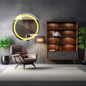 Imagem da oferta Espelho Redondo Grande Jateado Com Led 100x100 Luxo