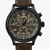 Imagem da oferta Timex Relógio masculino Expedition Field Chrono de 43 mm - pulseira marrom mostrador preto caixa prateada