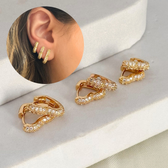 Imagem da oferta Kit Trio De Brincos Argola Cravejadas