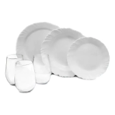 Imagem da oferta Aparelho De Jantar Pétala 24 Peças Duralex Opaline Cor Branco Liso