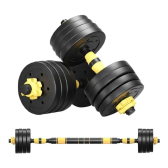 Imagem da oferta Kit Halteres 3 Em 1 Peso Musculação Até 20kg Ajustável Preto Cor preto-amarelo