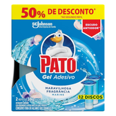 Imagem da oferta Pato Desodorizador Gel Adesivo 2 Refis Marine Limpeza Banheiro Vaso Sanitário Limpo e Perfumado 12 Disco