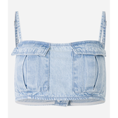 Imagem da oferta Top em Jeans com Bolsos de Lapela e Alças Finas