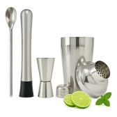 Imagem da oferta Kit Caipirinha Inox Coqueteleira 500 Socador Dosador Colher