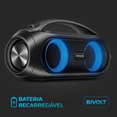 Imagem da oferta Caixa de Som Boombox AIWA Bluetooth IPX5 Luzes Multicores com alça - AWS-BBS-02