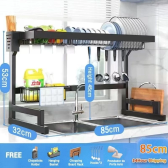 Imagem da oferta Escorredor De Louça Suspenso Kitchen Rack Aço Inoxidável Organizador Louça Preto 6585cm